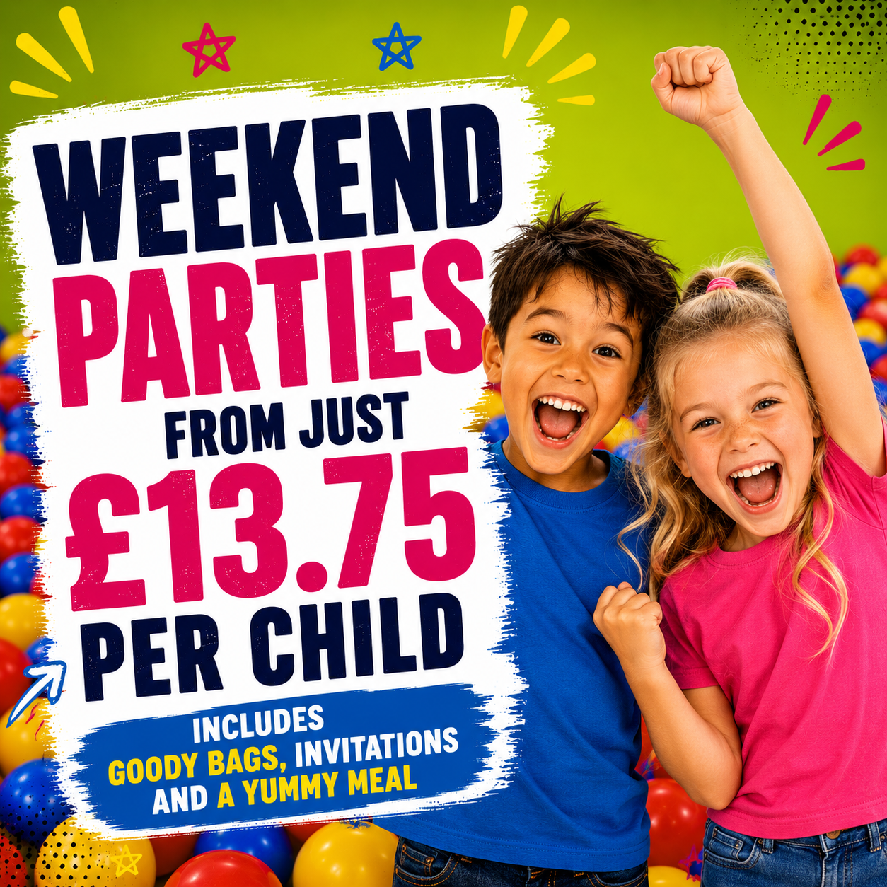Weekend Birthday Party Booking from £13.75 per child